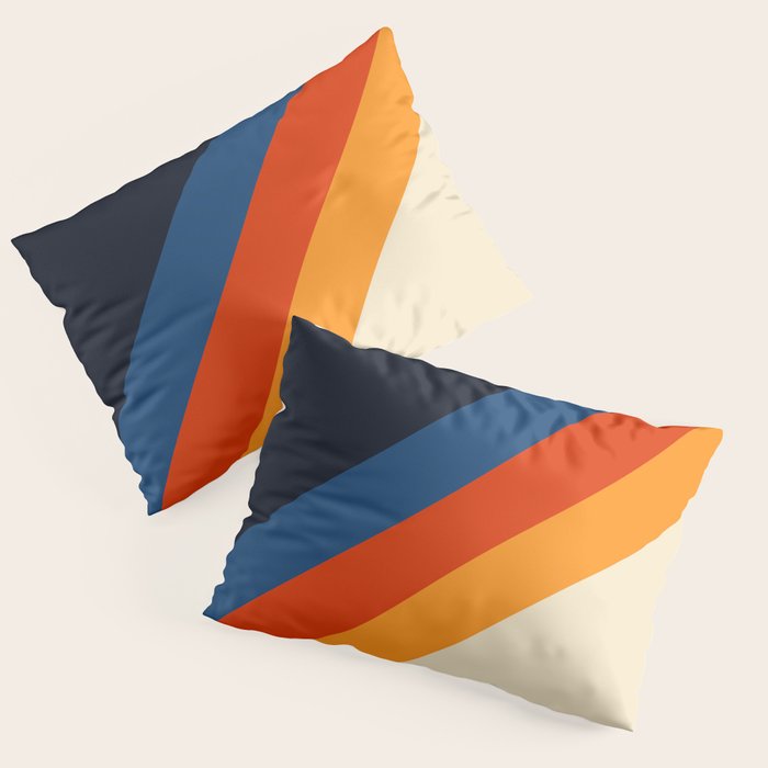 Colorful Classic Retro 70s Vintage Style Stripes - Padona Pillow Sham