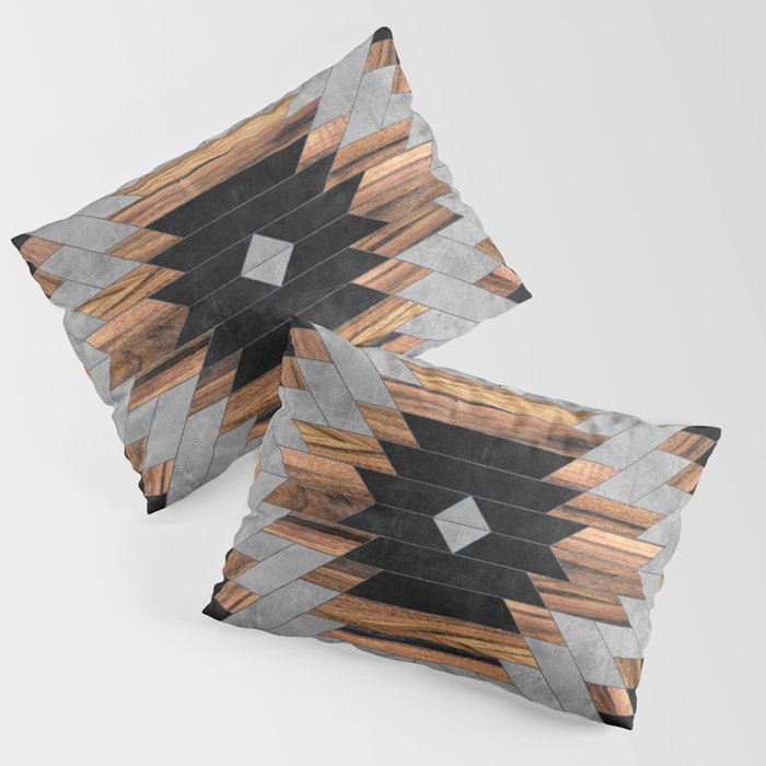 Urban Tribal Pattern No.6 - Aztec - Concrete And Wood Pillow Sham