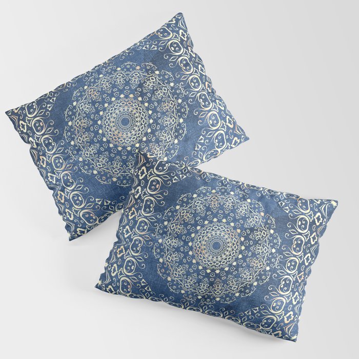 Old Bookshop Magic Mandala In Blue Pillow Sham
