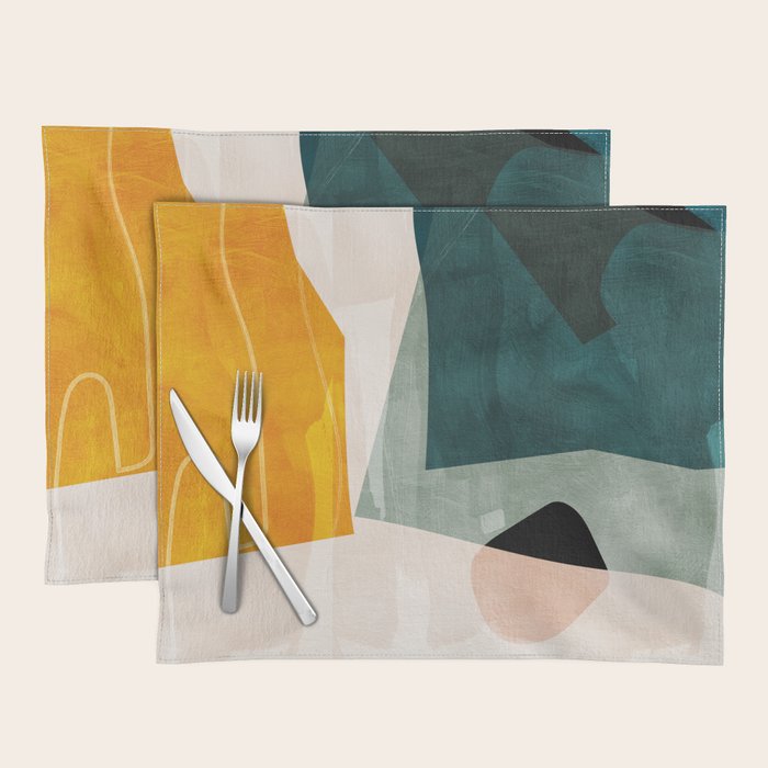 Mid Century Shapes Abstract Painting 3 Placemat