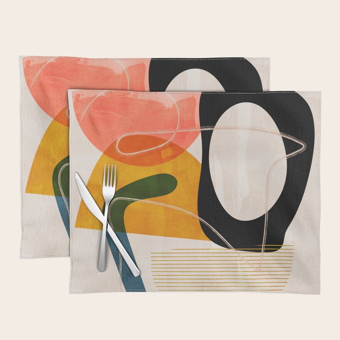 Mid Century Shapes Abstract Painting Placemat