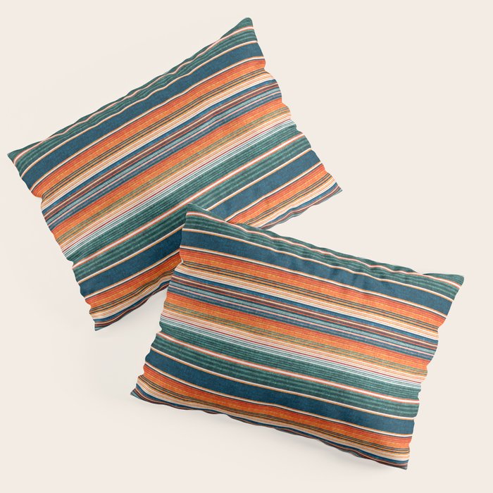 Serape Southwest Stripe - Orange & Dark Teal Pillow Sham