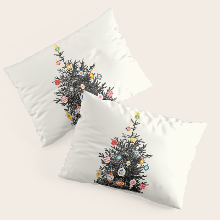 Retro Decorated Christmas Tree Pillow Sham