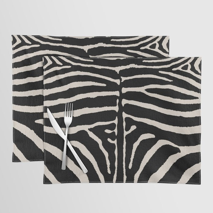 Zebra Wild Animal Print 237 Black And Linen White Placemat