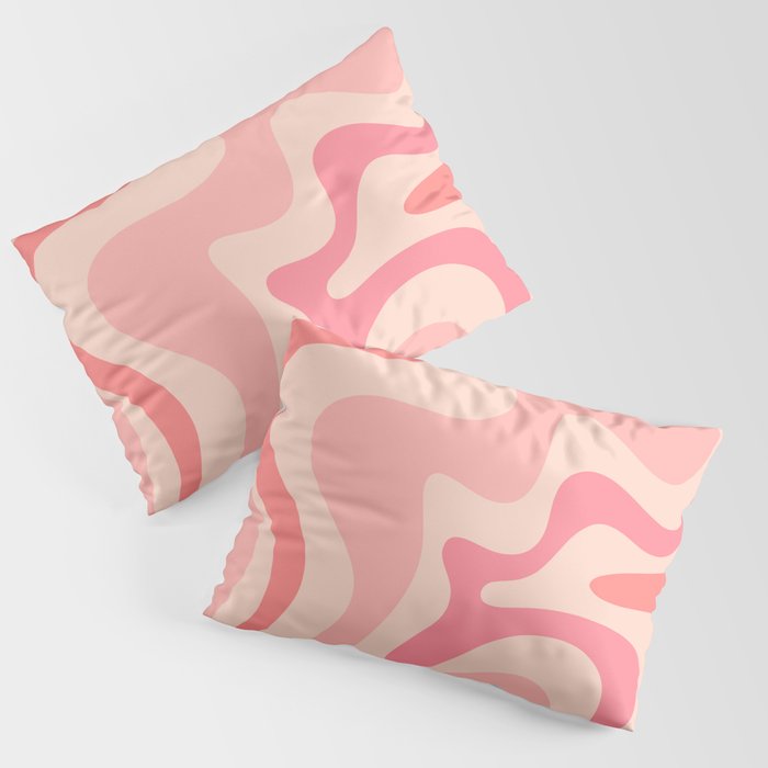 Retro Liquid Swirl Abstract In Soft Pink Pillow Sham