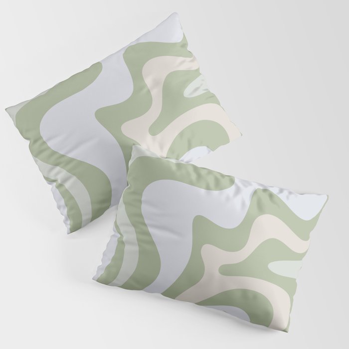 Liquid Swirl Contemporary Abstract Pattern In Light Sage Green Pillow Sham
