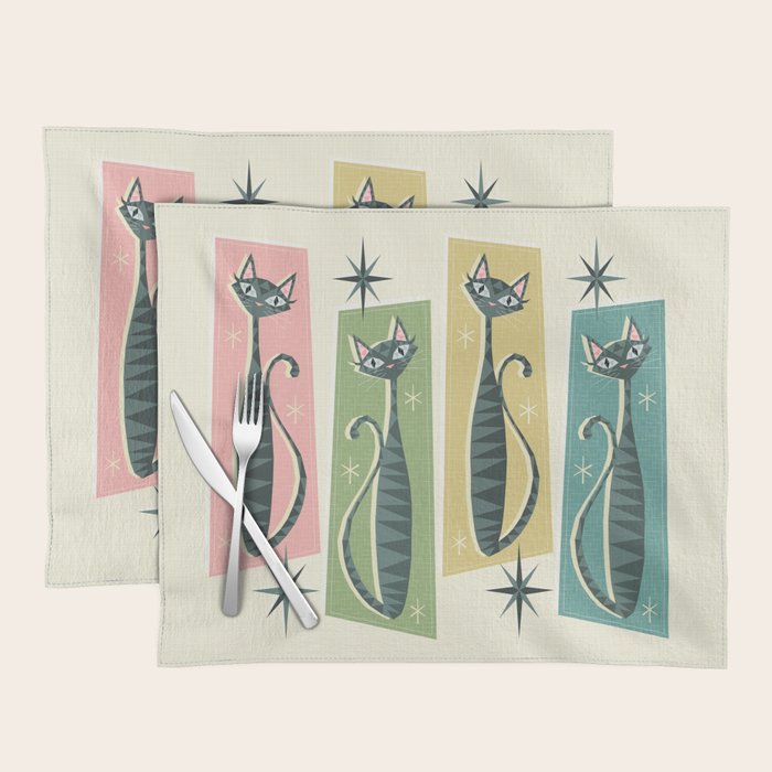 Retro Patchwork Tabbies ©Studioxtine Placemat