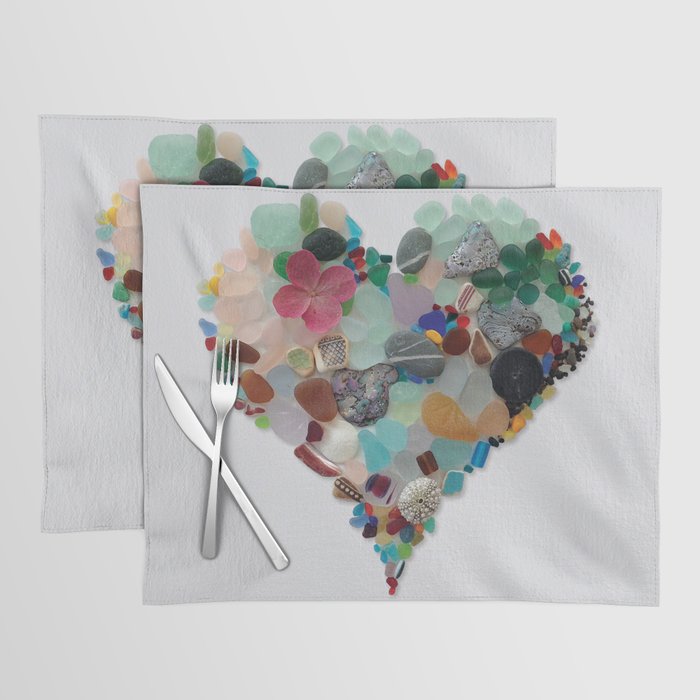 Love -  Sea Glass Heart A Unique Birthday & Father'S Day Gift Placemat
