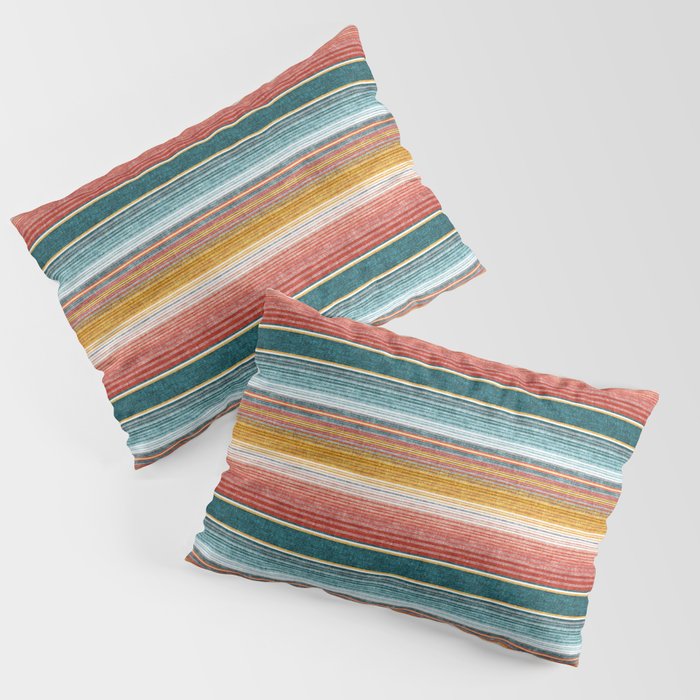 Serape Southwest Stripe - Orange & Teal Pillow Sham