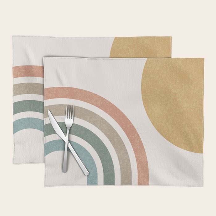 Mid Century Colorful Sun And Rainbow Placemat