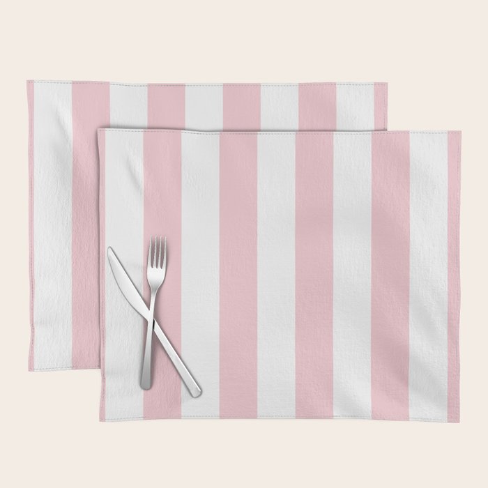 Large White And Light Millennial Pink Pastel Circus Tent Stripe Placemat