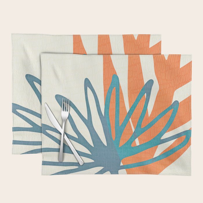 Mid Century Nature Print / Teal And Orange Placemat