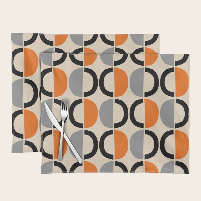 Mid Century Decor 548 Beige Black Gray And Orange Placemat