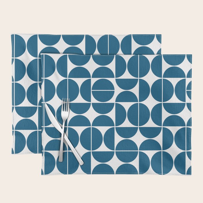 Mid Century Modern Geometric 04 Blue Placemat