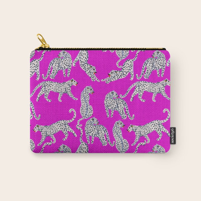 Abstract White Leopards With Red Lips Carry All Pouch