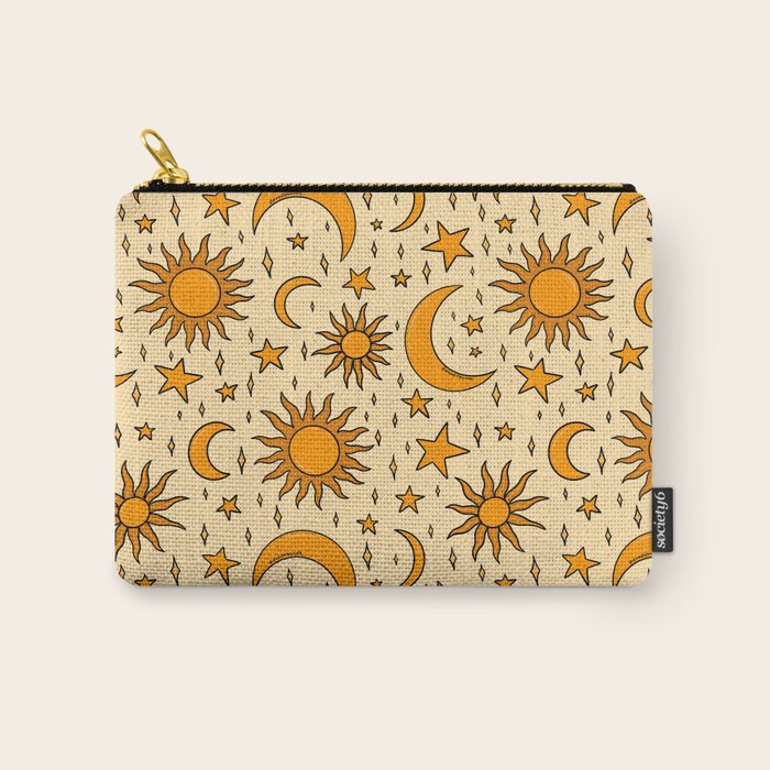 Vintage Sun And Star Print Carry All Pouch