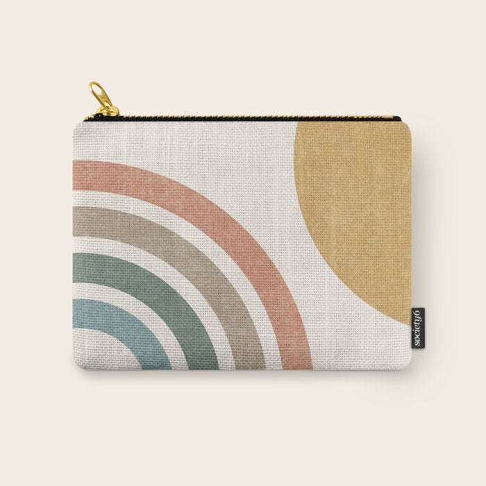 Mid Century Colorful Sun And Rainbow Carry All Pouch