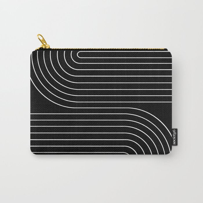 Minimal Line Curvature Ii Black And White Mid Century Modern Arch Abstract Carry All Pouch