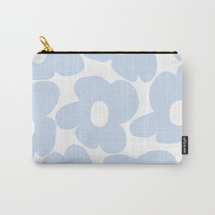 Large Baby Blue Retro Flowers White Background #Decor #Homestorie #Buyart Carry All Pouch