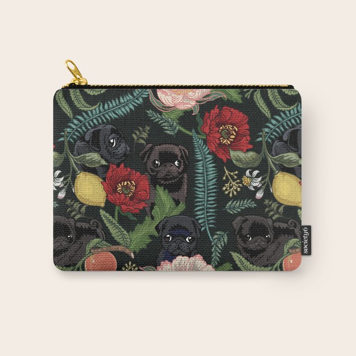 Botanical And Black Pugs Carry All Pouch
