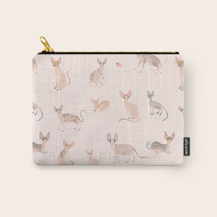 Sphynx Cats - No Furr Don'T Care - Cat Pink Carry All Pouch