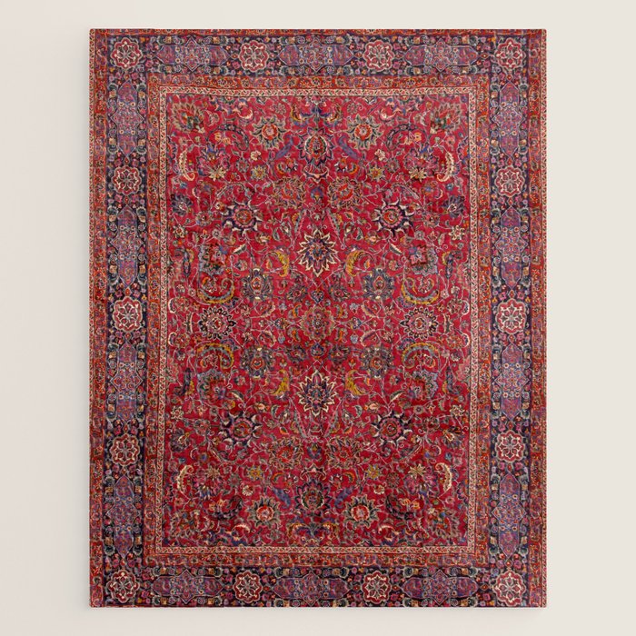 Antique Persian Rug Dark Wine Red Mashad Jigsaw Puzzle