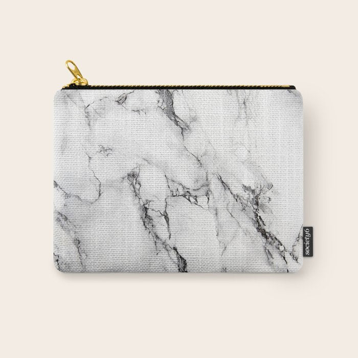 White Faux Marble Texture Carry All Pouch
