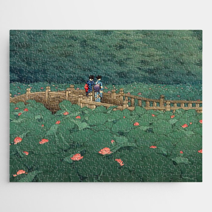 The Pond At Benten Shrine In Shiba Hasui Kawase Jigsaw Puzzle