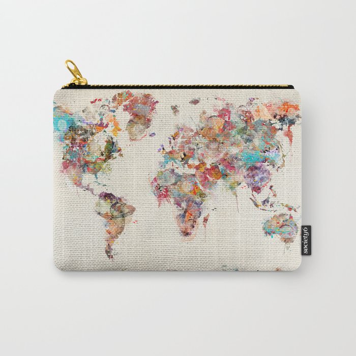 World Map Watercolor Deux Carry All Pouch
