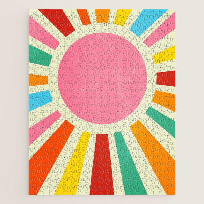 Retro Sunrise: Rainbow Edition Jigsaw Puzzle