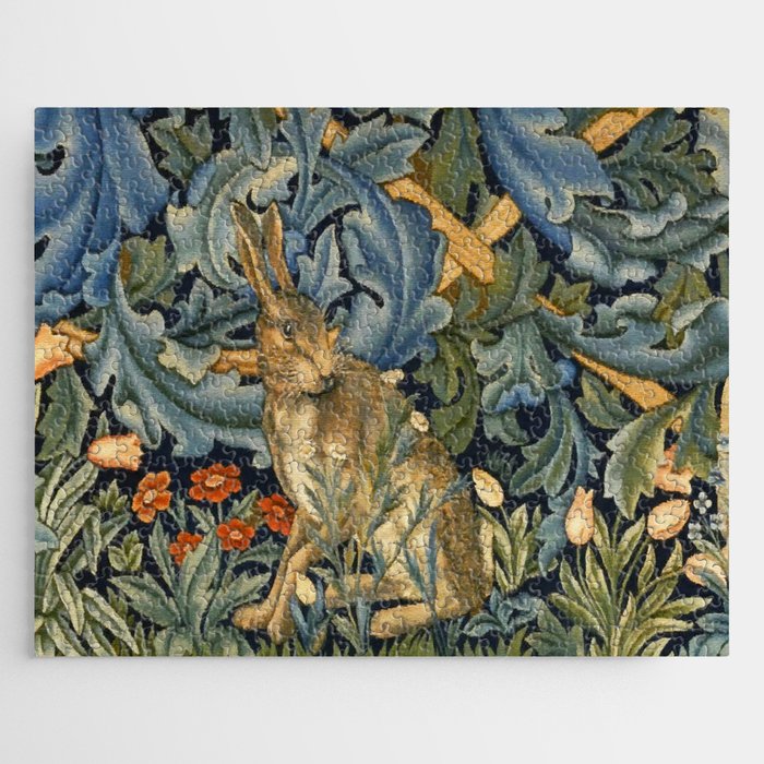 William Morris Forest Rabbit , Morris Floral Jigsaw Puzzle