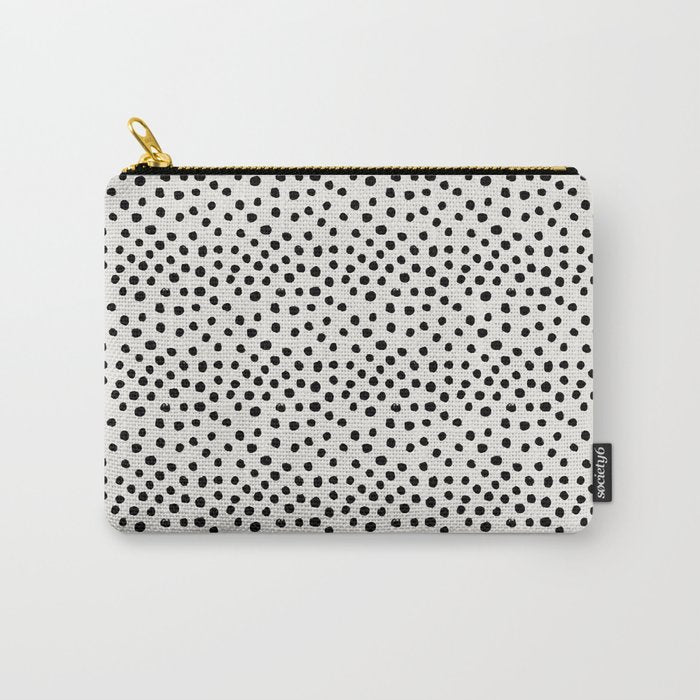 Preppy Brushstroke Free Polka Dots Black And White Spots Dots Dalmation Animal Spots Design Minimal Carry All Pouch