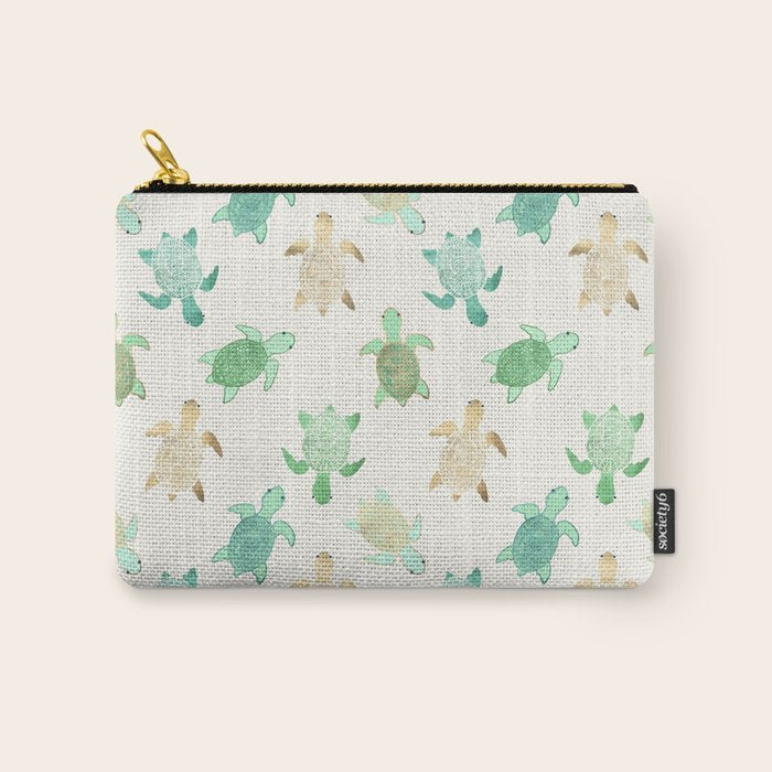 Gilded Jade & Mint Turtles Carry All Pouch
