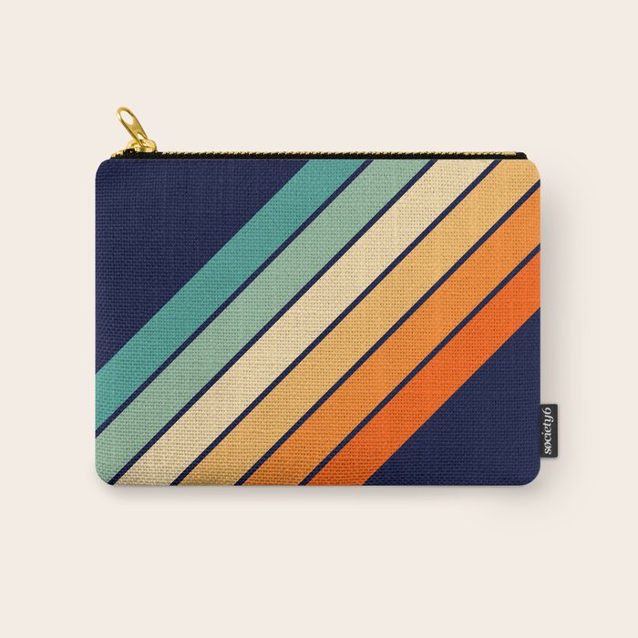 Farida - 70s Vintage Style Retro Stripes Carry All Pouch