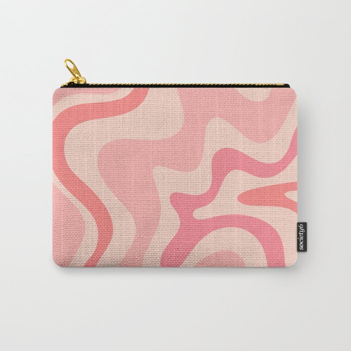 Retro Liquid Swirl Abstract In Soft Pink Carry All Pouch