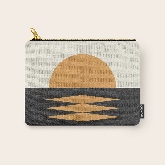 Sunset Geometric Midcentury Style Carry All Pouch