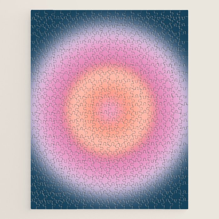 Magical Night | 01 - Gradient Print, Aura Art, Dark Blue And Pink Gradient Jigsaw Puzzle