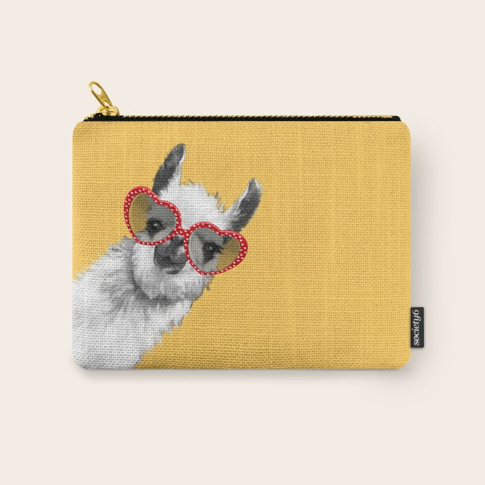Fashion Hipster Llama With Glasses Carry All Pouch