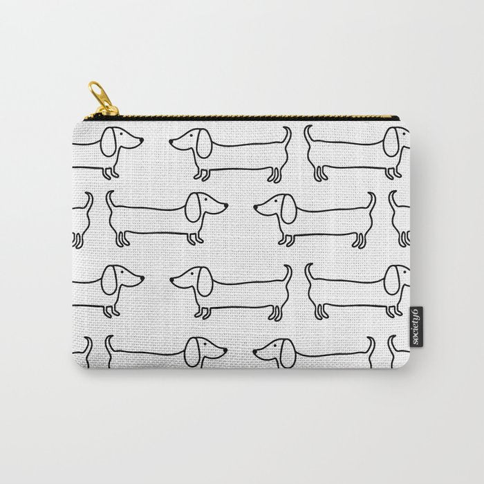 Dachshund In Black-White Carry All Pouch