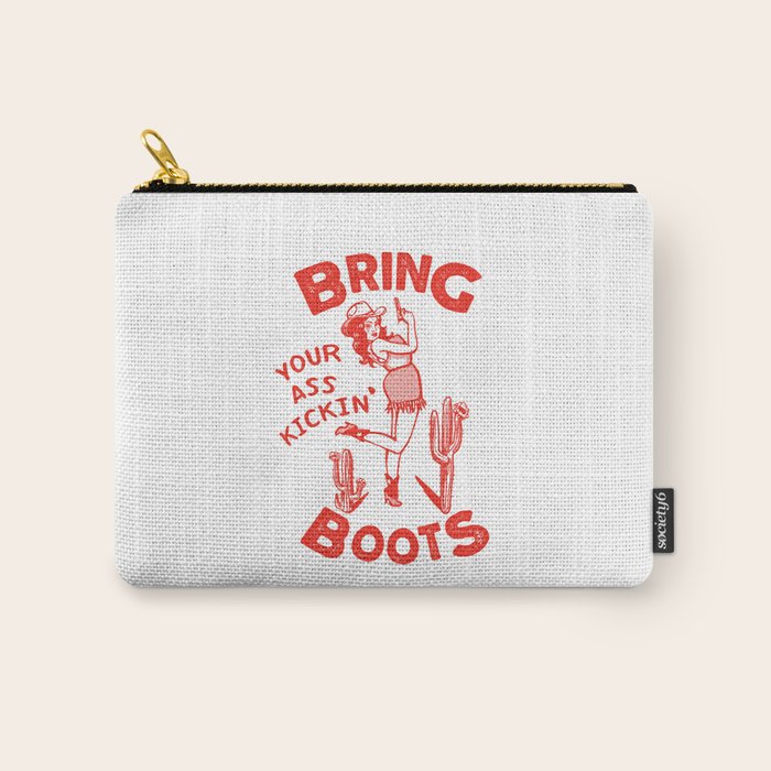 Bring Your Ass Kicking Boots! Cute & Cool Retro Cowgirl Design Carry All Pouch
