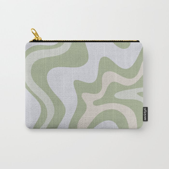 Liquid Swirl Contemporary Abstract Pattern In Light Sage Green Carry All Pouch
