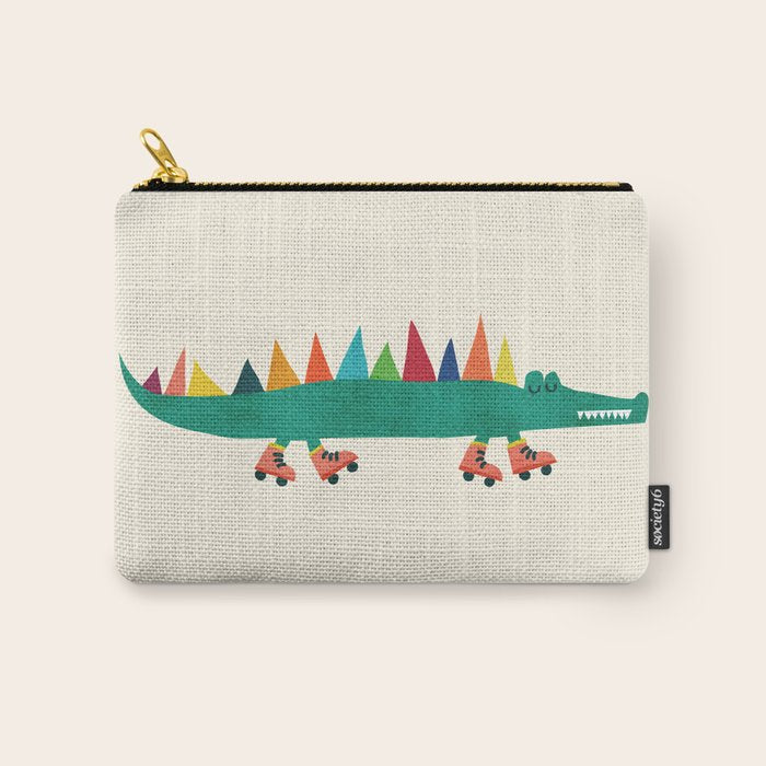 Crocodile On Roller Skates Carry All Pouch