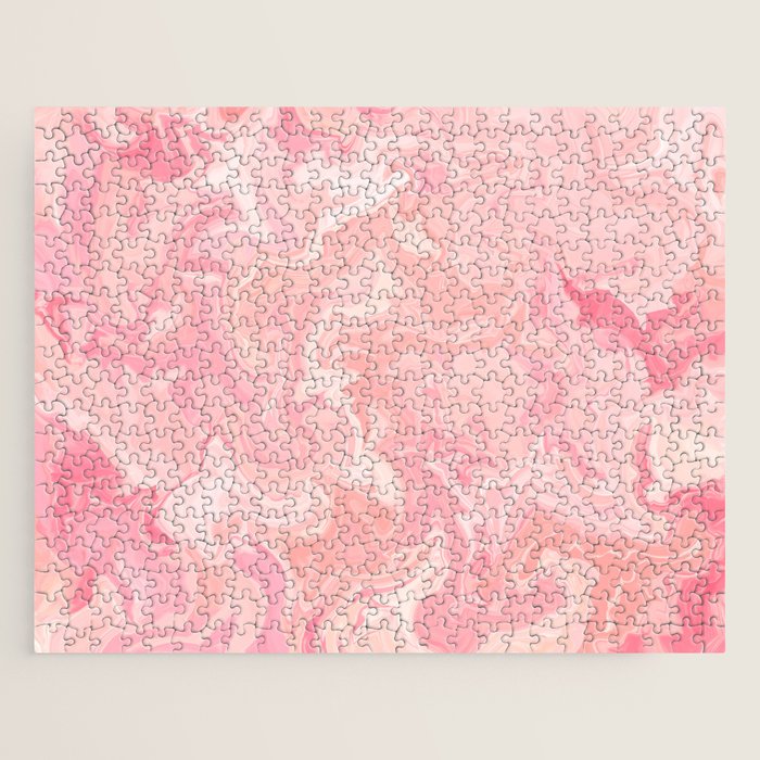 Blush Pink Abstract Watercolor Marble Pattern Jigsaw Puzzle