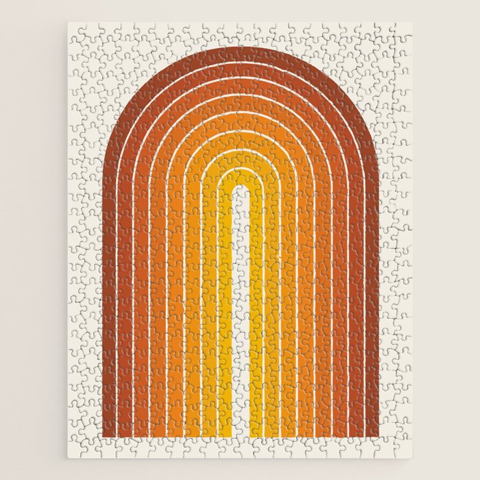 Gradient Arch Ix Retro Orange Mid Century Modern Rainbow Jigsaw Puzzle