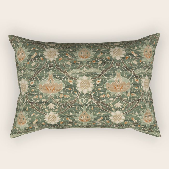 William Morris Vintage Montreal Forest Teal Rectangular Pillow
