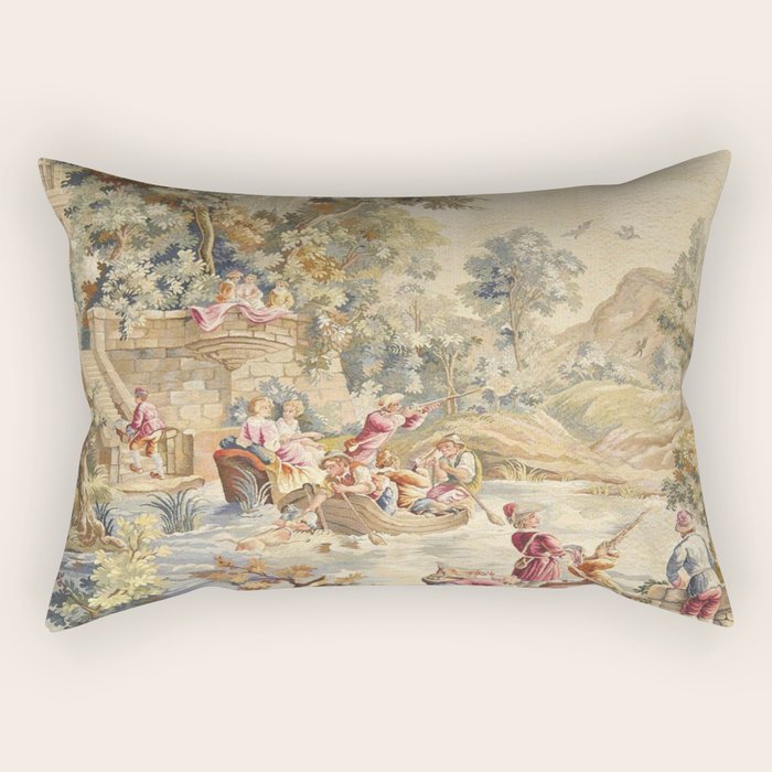 Antique Aubusson Louis Xv French Tapestry Rectangular Pillow