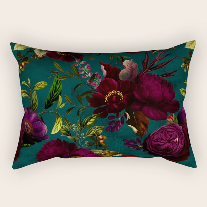 Before Midnight Vintage Flowers Garden Rectangular Pillow