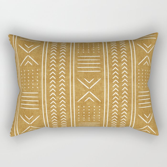 Mustard Mud Cloth - Arrow Cross Rectangular Pillow