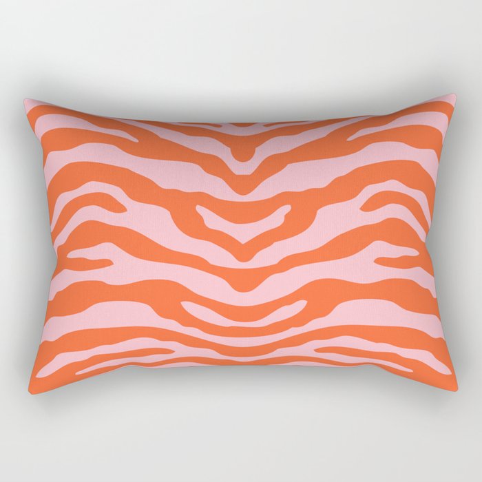 Zebra Wild Animal Print Orange And Pink Rectangular Pillow