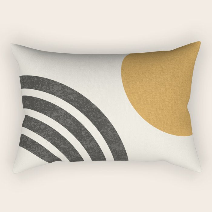 Mid Century Modern Landscape - Sun And Rainbow  Rectangular Pillow